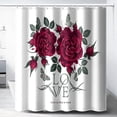 thumbnail image 4 of Rideau de Douche Romantique à Roses Rouges - Ensemble de Rideau de Douche Imperméable 72x84 Pouces à Thème de Fleurs pour Salle de Bain de Fille Amour, 4 of 6