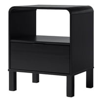 Maklaine 1-Drawer Wood Nightstand with Rounded Edge in Black