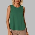 thumbnail image 2 of MIXUE Boho Tops For Women Summer Solid Color Round Neck Sleeveless Casual Vest Tshirts Outwear,Green,L, 2 of 6