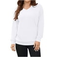 thumbnail image 2 of huaimei Womens Long Sleeve Sweatshirt Casual Winter Fall V Neck Hoodless Pullover Tops with Pockets, 2 of 7