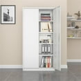 thumbnail image 2 of GangMei 2 Doors Steel Metal Storage Cabinet with 4 Adjustable Shelves in White, 2 of 7