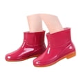 thumbnail image 2 of Domuza Women Glossy Short Ankle Rain Boots with Non-Slip Wear-Resistant Outsole, Waterproof PVC Rain Shoes for Gardening Commuting Outdoor Rainy Day Daily Wear Red 7.5（EU-39）, 2 of 5