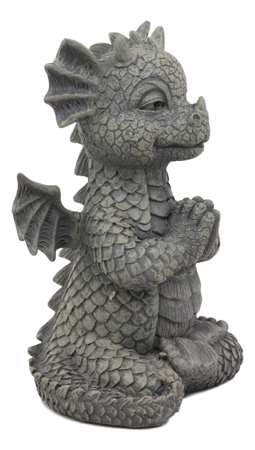 Ebros Gift Mini Zen Meditating Yoga Namaste Dragon Statue in Faux Stone Resin Finish 5" Tall Decor Figurine Zen Dragons and Dungeons As Fairy Garden Accessory Decorative Collectible Sculpture