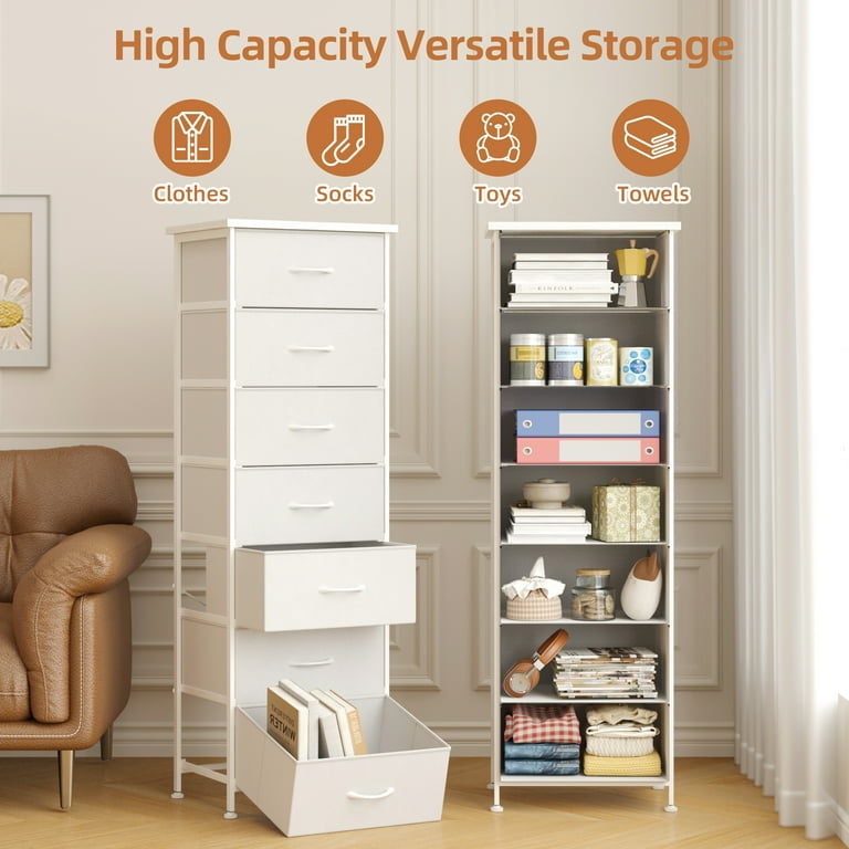 Tomnk woo White Tall Dresser for Bedroom with 7 Drawers, Vertical