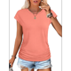 thumbnail image 1 of Camiseta de Corta con Cuello Redondo y Fruncido para Mujer, Color Coral M, 1 of 6