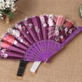 thumbnail image 3 of Folding Fan Multipurpose Decorative Beautiful Eye-catching Exquisite Workmanship Festival Gift Lace Decor Chinese Style Flower Print Handheld Dance Fan Show Accessories, 3 of 8