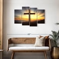 thumbnail image 3 of Elephant Stock Sunset Over Cross Wall Art - Horizontal Multi Panel Canvas - Hallway Wall Decor - Religion And Spirituality Multi Panel - Yellow And Brown Decor - 43" x 27", 3 of 8