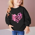 thumbnail image 2 of Odeerbi Toddler Girls Crewneck Sweatshirts Pullover Sweatshirts Children's Fall Winter Sweatshirt Heart Print Long Sleeve Sweater Top Black, 2 of 5