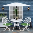 thumbnail image 4 of VIVIJASON 3-Piece Patio Furniture Dining Set, Outdoor All-Weather Cast Aluminum Bistro Set, Include 2 Swivel Chairs and 35.4" Round Table w/Umbrella Hole for Balcony, Lawn, Garden, Backyard, White, 4 of 7