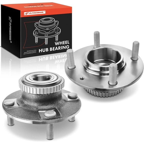 A-Premium 2 x Rear Wheel Bearing and Hub Assembly with ABS Ring & 4-Lug Compatible with Hyundai Elantra 1996-2000, Tiburon 1997-2001, 4-Wheel ABS Only