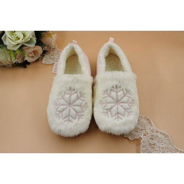 Christmas Snowflake Pattern Winter Ladies Home Cotton Slippers