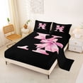 thumbnail image 2 of Manfei Watercolor Bow Letter X Queen Sheet Sets for Girls, Black Pink Initial Bed Set, 4-Piece, 2 of 5