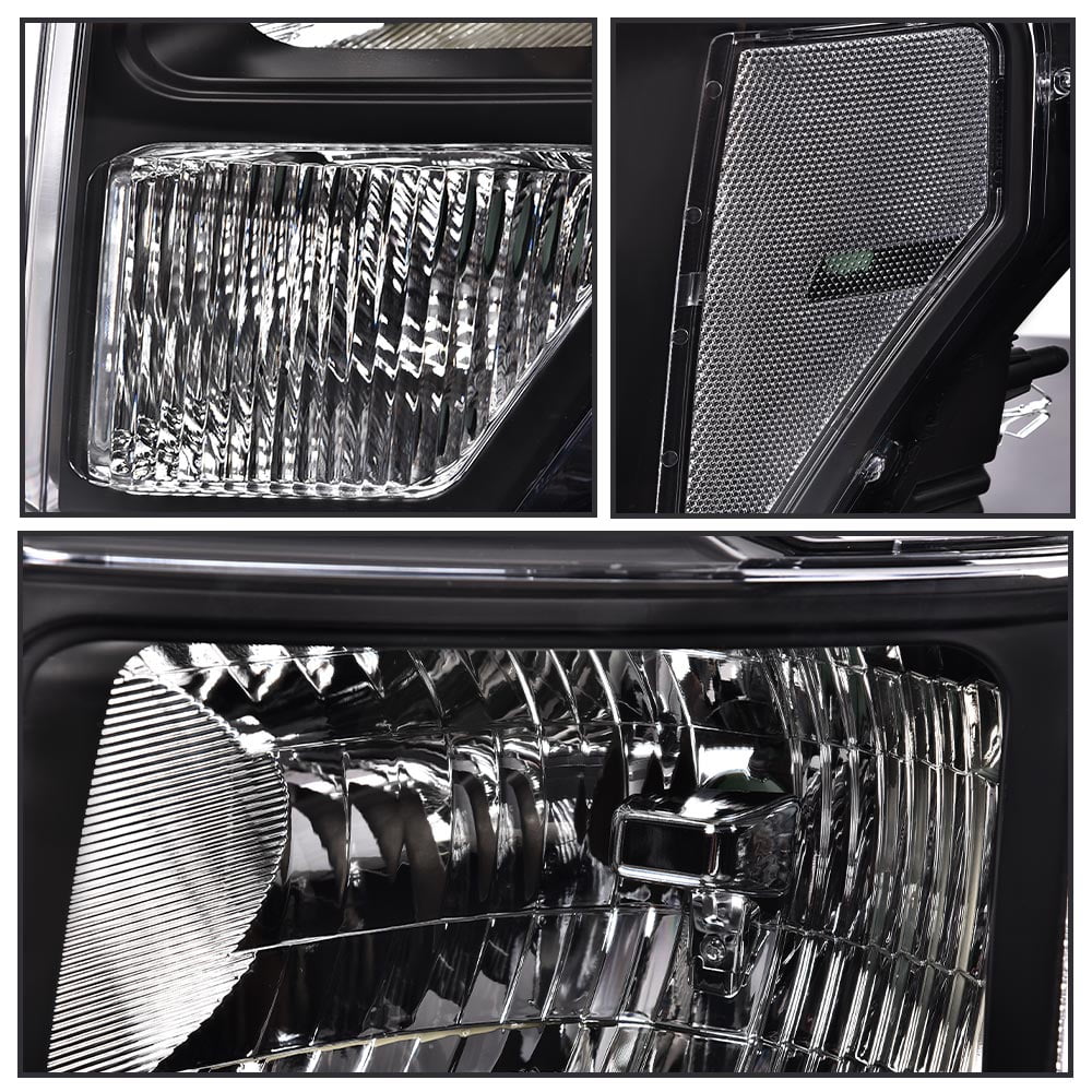 CROSSDESIGN Black Headlights Fit for 2009-2014 Ford F150 Headlamps