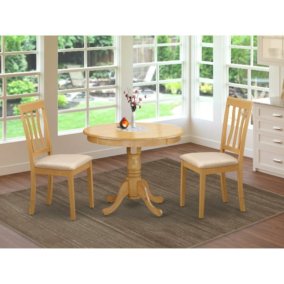 East West Furniture Antique 3-piece Small Kitchen Table Set with 2 Chairs in Oak