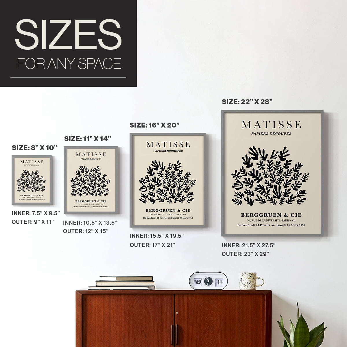 Matisse CXC Framed Print in Gray Solid Wood 16 x 20 Framed Print