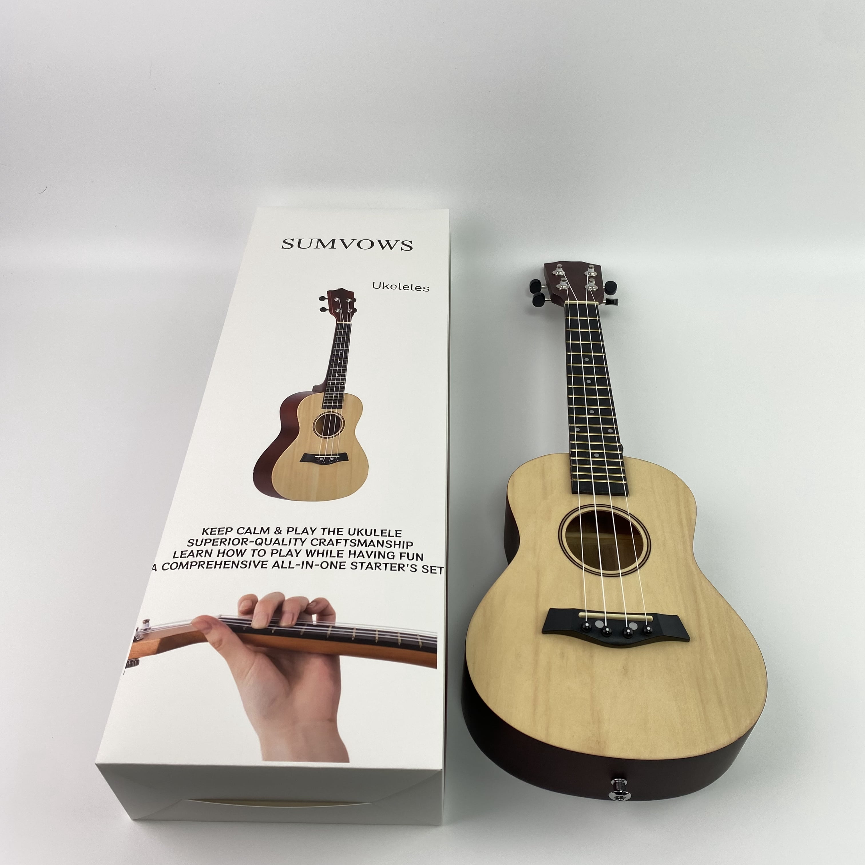 SUMVOWS Ukeleles - 21 Inch w/String Mahogany Soprano Ukulele