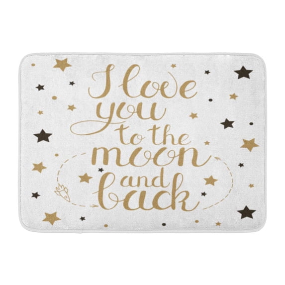 SIDONKU Yellow Baby I Love You to The Moon and Back Phrase Mum Text Abstract Doormat Floor Rug Bath Mat 23.6x15.7 inch