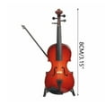 thumbnail image 2 of Mini Violin Model, Musical Instrument Ornament, 1/12 Scale Basswood Miniature Violin with Bow and Stand, Portable Decorative Collectible Graduation Gift, 2 of 3