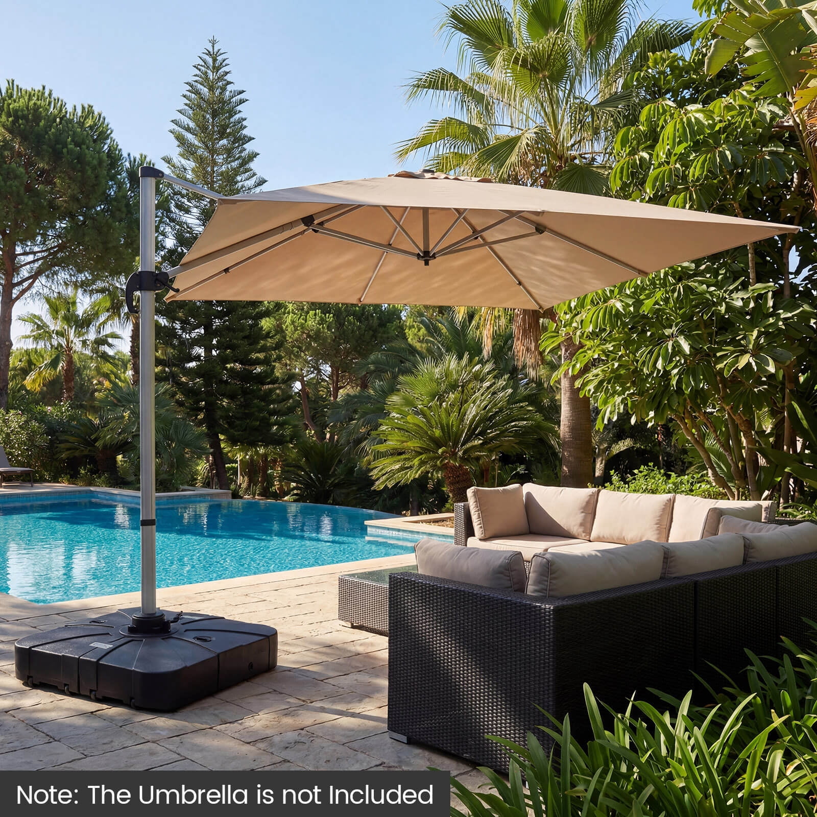 Costway 375 LBS Outdoor Cantilever Umbrella Base with Wheels for Garden Deck Poolside