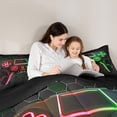 thumbnail image 5 of Castle Fairy Children Gradient Video Game Twin Comforter Sets,Green Red Ombre Bedding Set, 5 of 8