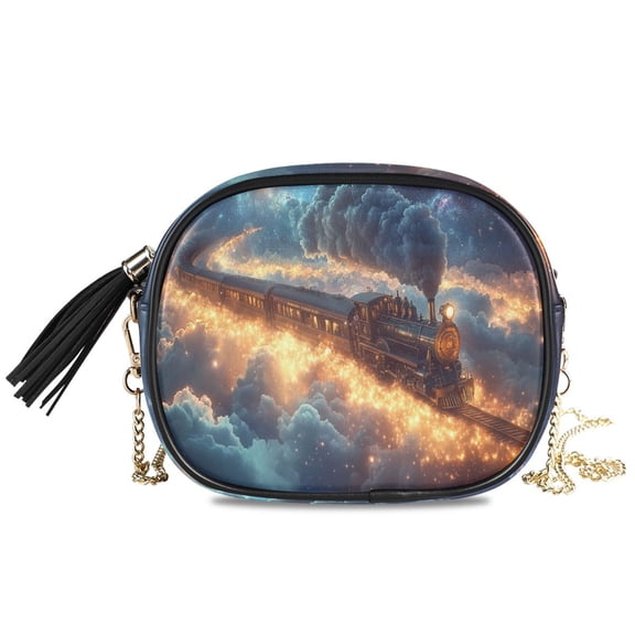 Womens Casual Chain Shoulder Bag Simple style Train Traveling Through Starry Sky Crossbody Bag
