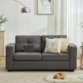 thumbnail image 4 of LAZZO 65" Loveseat Sofa with USB Charging Ports, 2-Seat Faux Leather Couch for Living Room & Office, Gray, 4 of 8