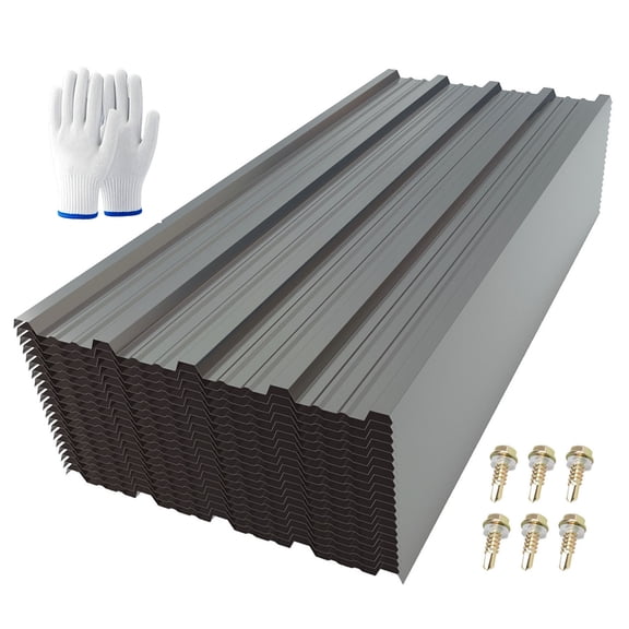 20 Pcs Corrugated Galvanized Steel Roofing Panels 42.52''×18.9''", Gray Metal Siding for Gazebo, Pergola, Patio, Garden, Mobile Home