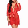 thumbnail image 3 of New European and American sexy lingerie women's sexy temptation lace kimono nightgown babydoll underwear mesh pajamas green S, 3 of 5