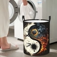 thumbnail image 5 of Round Oriental Symbol Burning Foldable Laundry Hamper with Handle Storage Basket for Clothes Toys & Organizing, 5 of 6