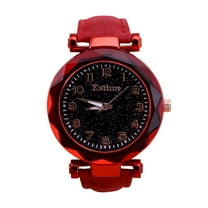 TIHLMK Watches for Women Ladies Casual Fashion Quartz Watch Sky Twinkling Dial Leather Strap Watch