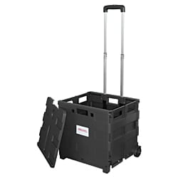 Mobile Treatment Cart - Office Depot Mobile Folding Cart With Lid, 16in.H x 18in.W x 15in.D, Black, 50801