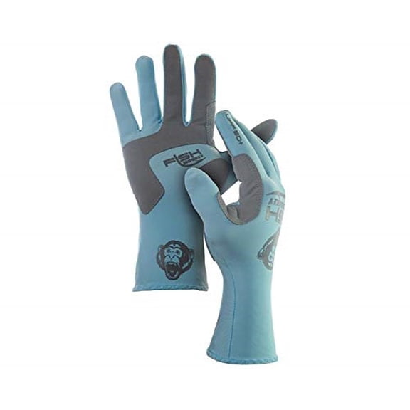 fish monkey gloves full finger guide gloves, large, lite blue