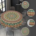 thumbnail image 3 of Mandala Colorful Green Brown Waterproof Picnic Patio Party Round Table Cloth Cover Decorations Fabric 60 Inch Circular Tablecloth for 20-47 Inch Home Dining Room Kitchen Decor, 3 of 6