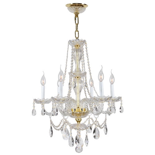 Provence Collection 6 Light Gold Finish and Clear Crystal Chandelier 23
