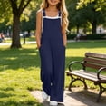 thumbnail image 2 of MKOSPLRT Girls Overalls Kids Casual Sleeveless Wide Leg Jumpsuit Loose Rompers with Pockets 5-14 Years for Travel Vacation, 2 of 10