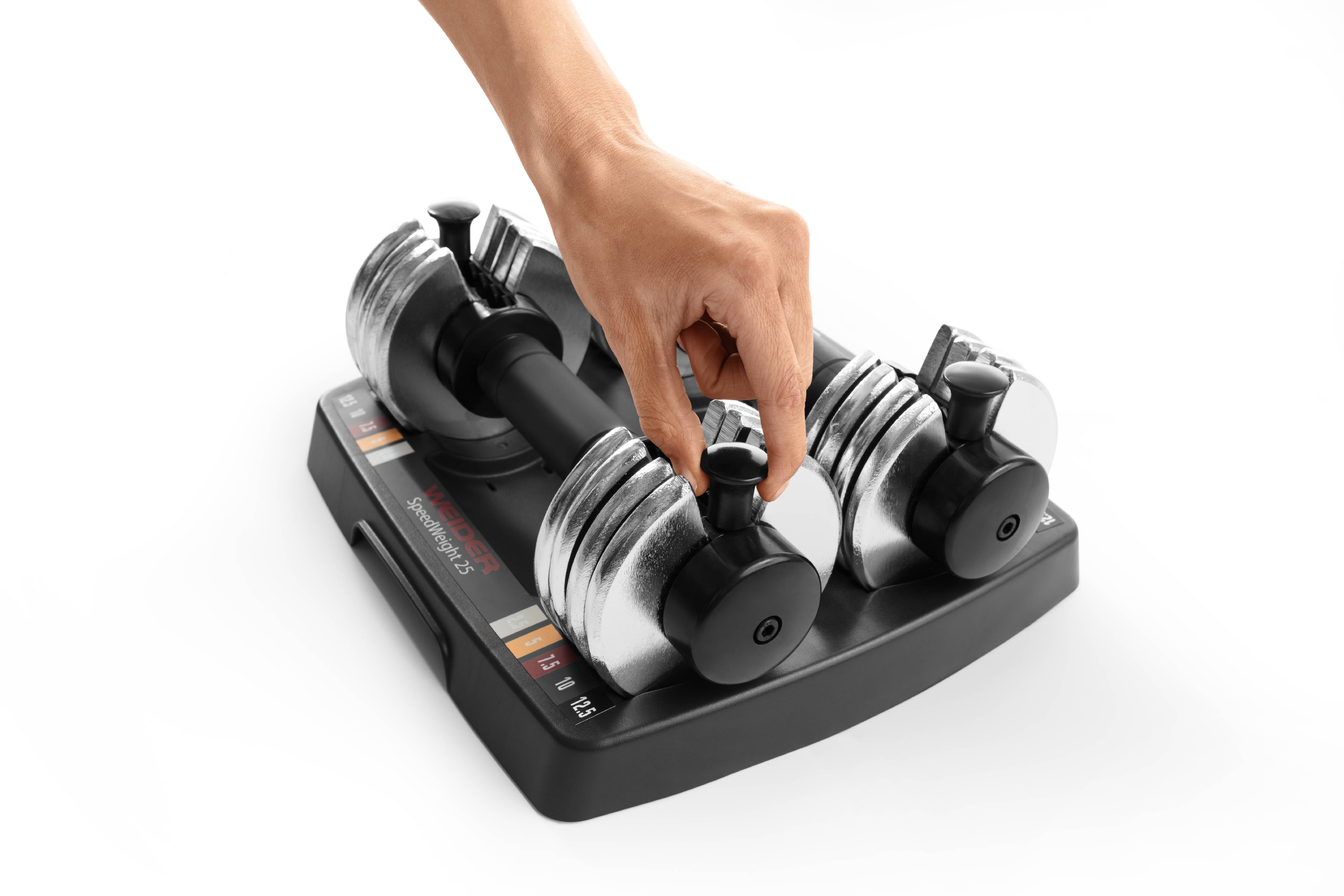 Weider 12.5 Lb. Adjustable SpeedWeight Dumbbells Pair with Storage Tray
