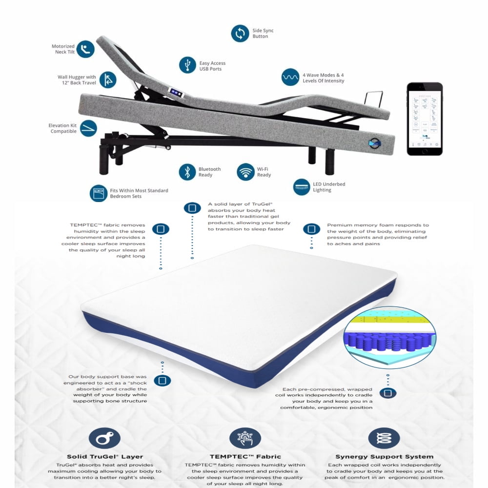 Glideaway Odessa Adjustable Bed Featuring Voice Activated Wifi