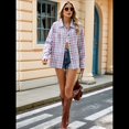 thumbnail image 4 of Camisas de Franela con Botones para Mujer, Camisas A Cuadros de Larga, Blusa Informal de Negocios. Rosa Púrpura S, 4 of 10