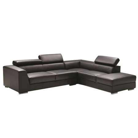 Mobital Icon Leather Sectional With Right Facing Chaise In Black