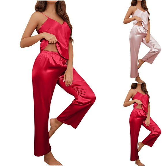 ZZwxWA Pajamas for Women Two Piece Silk Satin Sleepwear Sexy V-Neck Cami Top & Shorts PJ Set Loungewear