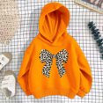 thumbnail image 6 of Girls' Leopard Bow Graphic Pullover Hooded Sweatshirt, Long Sleeve Relaxed‑Fit Kids Hoodie, Casual Printed Tops for Daily Play and Cool‑Weather Outdoor Activities Orange 7-8T, 6 of 7