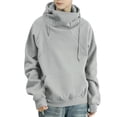 thumbnail image 3 of Sudaderas con capucha de cuello alto para hombres, ropa de calle Ninja, sudaderas con letras bordadas, Hip Hop, moda Vintage, forro polar, otoño, 3 of 5