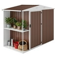 thumbnail image 6 of Dextrus 8x4 FT Outdoor Metal Storage Shed with Shelves, Lockable Tool Cabinet for Garden (Brown), 6 of 9