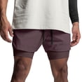 thumbnail image 2 of Athletic Gym Shorts Men 2 in 1 Summer Elastic Waist Breathable Workout Running Shorts with Compression Liner Pockets, 2 of 6
