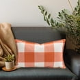 thumbnail image 2 of Orange Plaid Fall Throw Pillow Covers 12x20 Inch, Linen Decorative Pillow Covers, Cozy Home Living Room Farmhouse Decor for Sofa Couch Bed, 2 of 5