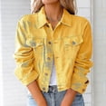 thumbnail image 1 of Denim Jacket Long Sleeve Slimming Cardigan Coat Top with PocketsRedM, 1 of 4