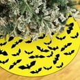 thumbnail image 3 of 48 Inch Christmas Tree Skirt Bat Tree Skirt Xmas Round Yellow Black Tree Decoration Skirts Tree Mat for Holiday Christmas Party Decorations, 3 of 6