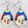 thumbnail image 6 of Wood Print Merry Christmas Trees Leopard Snowman Santa Claus Teardrop Earrings, 6 of 9