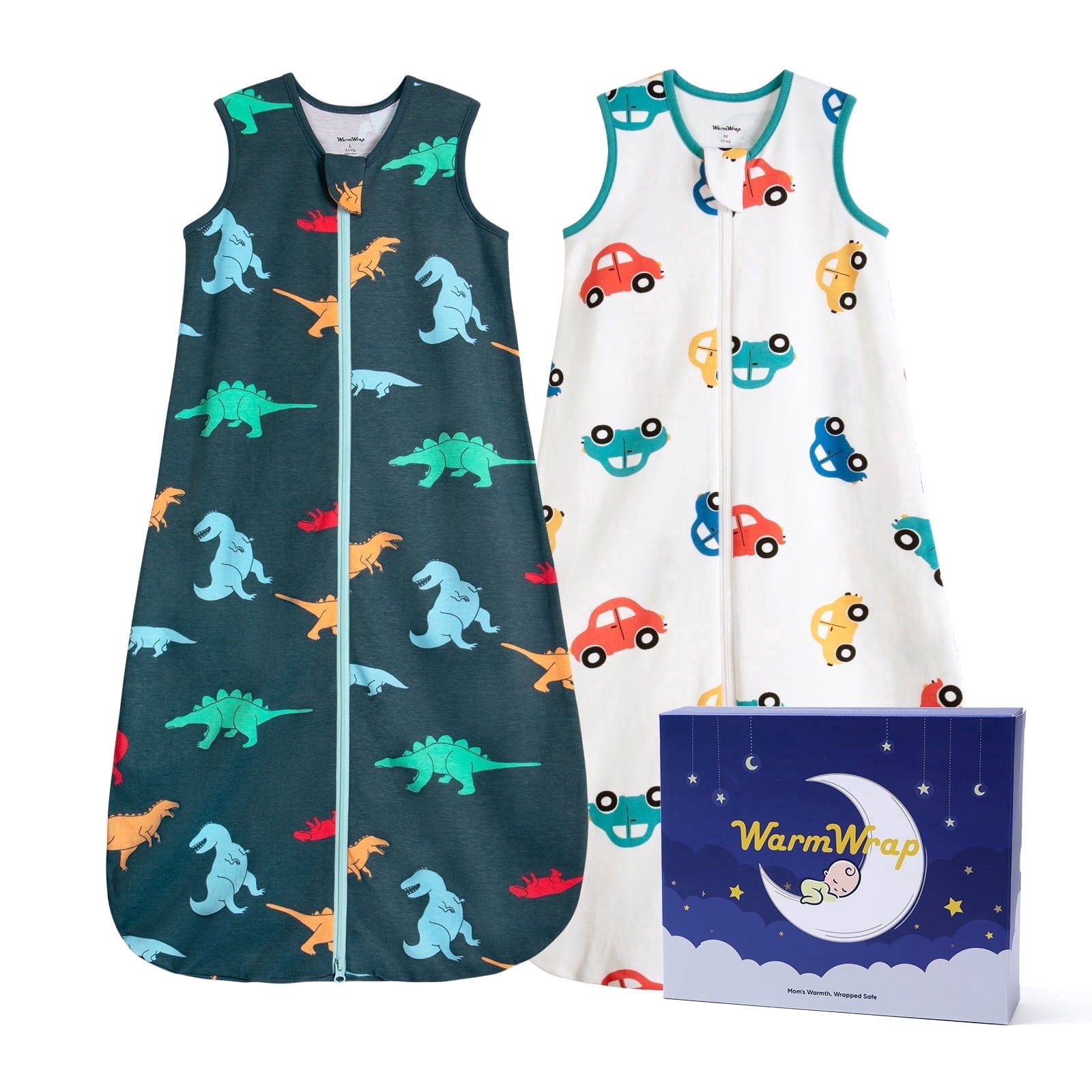 2 Pack-1.0 Tog All-season-use Baby Sleep Sack 12-18 Months 100% Cotton Soft Breathable Sleeping Bag 2-Way Zipper Wearable Blanket Toddler Sleep Sack