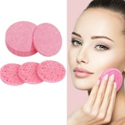 GIXUSIL 50-Count Compressed Facial Sponges Natural Face Sponges for Cleansing Disposable Facial Exfoliating Pads for Estheticians Facial Cleansing Exfoliating Makeup Removal (Pink)